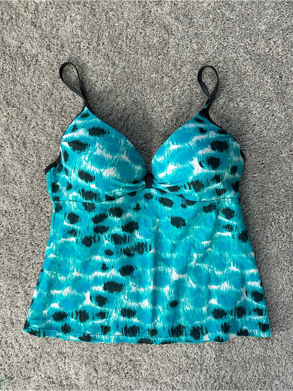 Free Country Teal and Black Leopard-Print Tankini